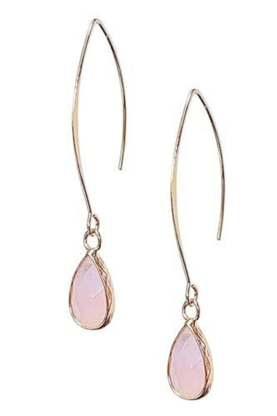 7331 Natural Gemstone Pull Through Earrings,18K Gold Plate Birthstone